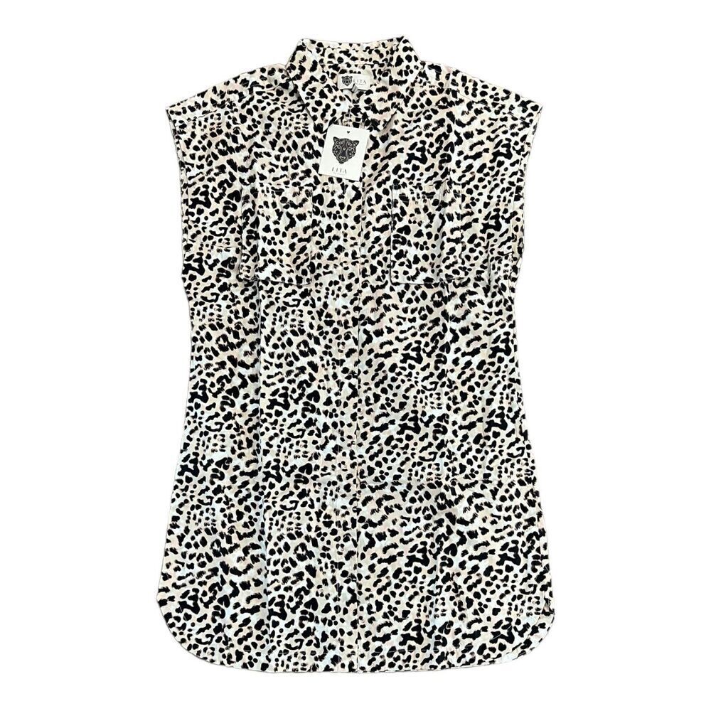 Lita by Ciara Cheetah Print Sleeveless Mini Shirt Dress M